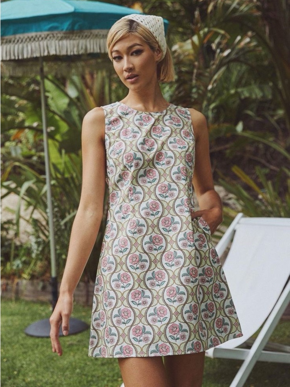 NWT Princess Highway Renata Mini Midi Dress Green and Pink